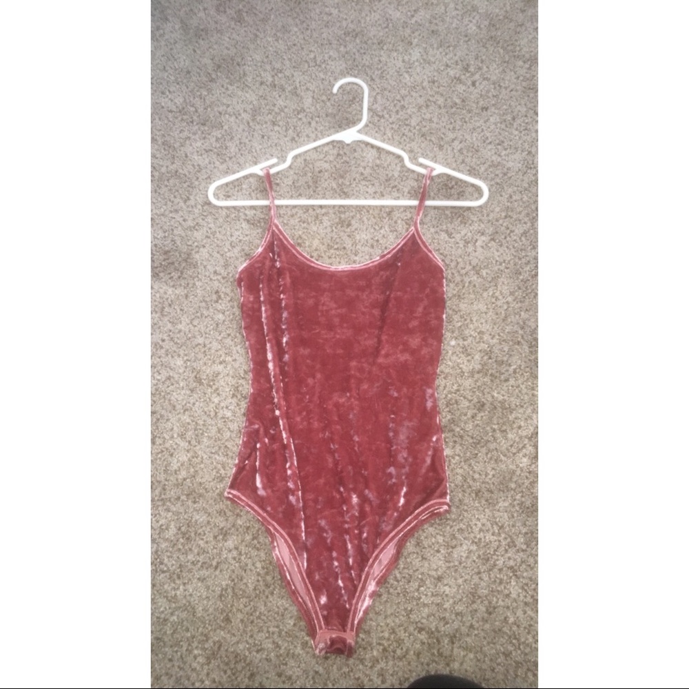 Pink velvet bodysuit